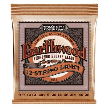 Ernie Ball 2153 Earthwood Phosphor Bronze Light 9-46 - Струны для акустической 12-струнной гитары P02153