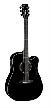 Cort MR710F-BLK MR Series Электроакустическая гитара, с вырезом, черная MR710F-BLK
