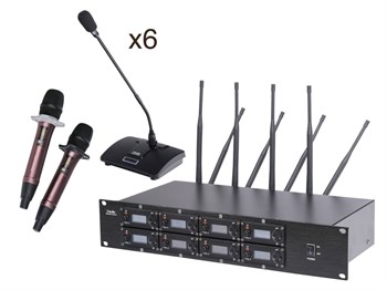 Laudio 8000C-6D2H Беспроводная конференц-система, 6 настольных и 2 ручных микрофона 8000C-6D2H