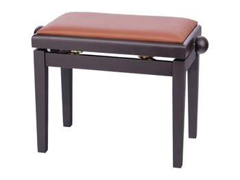 Rin HY-PJ018A-SATIN-RW Банкетка регулируемая, ножки матовый палисандр, обивка коричневый кожзам HY-PJ018A-SATIN-RW