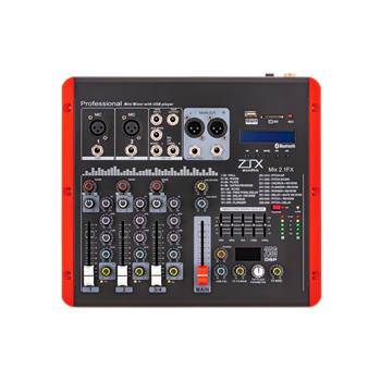 ZTX Audio Mix 2.1.Fx микшерный пульт 2mono, 1stereo каналы с MP3/SD/DSP/BT Mix 2.1.Fx