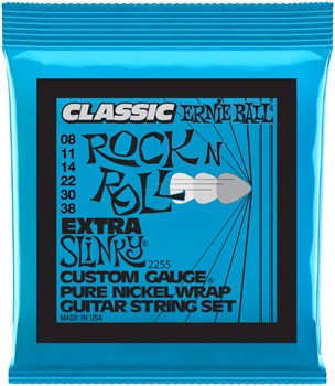 Ernie Ball 2255 Classic Rock n Roll Pure Nickel Slinky Extra 8-38 - Струны для электрогитары P02255