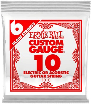 ERNIE BALL 1010 Plain Steel .010 - Струна одиночная для акустической и электрогитары P01010