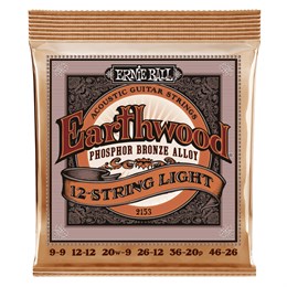 Ernie Ball 2153 Earthwood Phosphor Bronze Light 9-46 - Струны для акустической 12-струнной гитары P02153