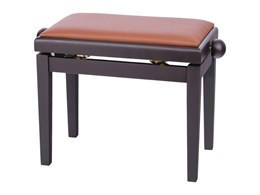 Rin HY-PJ018A-SATIN-RW Банкетка регулируемая, ножки матовый палисандр, обивка коричневый кожзам HY-PJ018A-SATIN-RW