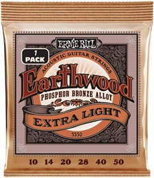 ERNIE BALL 3550-1 Earthwood Phosphor Bronze Extra Light 1 Pack 10-50 - Струны для акустической гитары P03550-1