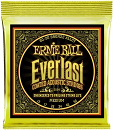 ERNIE BALL 2554 Everlast Coated 80/20 Bronze Medium 13-56 - Струны для акустической гитары P02554