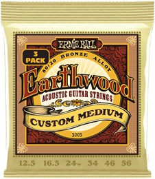 ERNIE BALL 3005 Earthwood 80/20 Bronze Custom Medium 3 Pack 12.5-56 - Струны для акустической гитары P03005